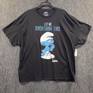 The Smurfs Men's Graphic T-Shirt Let Me Overthink This Black 3XL Short Sleeve